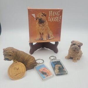 Vintage Shar-Pei Lot Sealed Puzzle Keychains Sand Figures